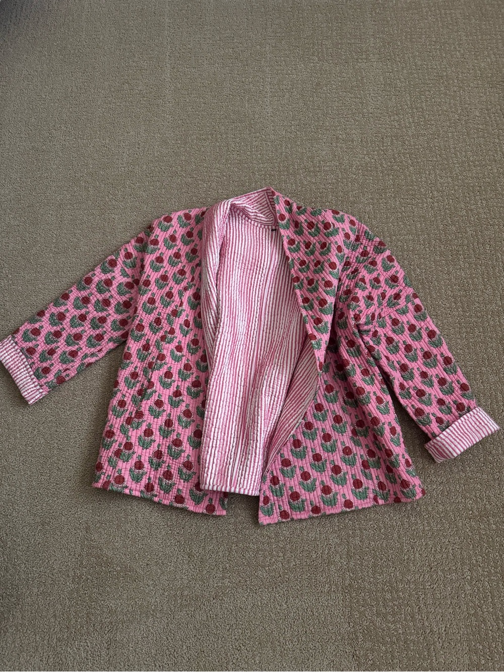 Cute!  Pink Patterned Quilted Jacket